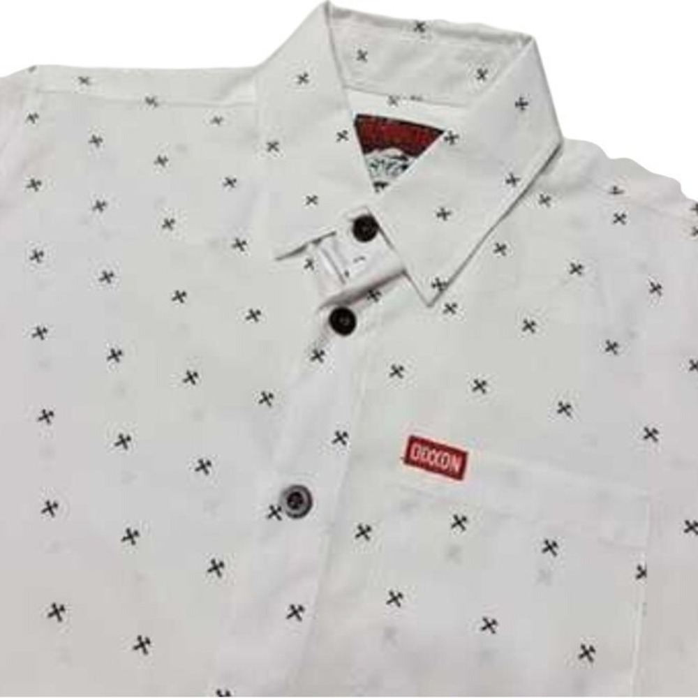 Dixxon Flannel Co Mens Finney Hammer Wrench Party Shirt L White Short Sleeve